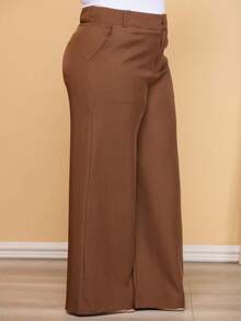 Kit 2 Long Plus Size Fashion Pants With Pockets High Waist Belly Support - 焦糖色和黑色 - 查看 3