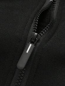 男士大号薄款抓绒连帽卫衣，适合秋冬季节穿着，休闲百搭，宽松显瘦，长袖上衣，翻领半开襟外套