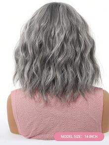Peluca corta ondulada y rizada de 14 pulgadas en gris con flequillo, cabello corto y rizado, hermosa, elegante y encantadora, hecha de fibra sintética, resistente al calor, adecuada para uso diario, fiestas, vacaciones, cosplay y otras ocasiones, un regalo perfecto para damas. - Gris - Ver 6