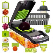 1pc New Arrival 16-In-1 Multi-Functional Kitchen Vegetable Cutter (16pcs) - 灰色 - 查看 2