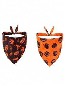 1pc Devil Pumpkin Pattern Comfortable Triangle Pet Bandana/Scarf, Suitable For Small, Medium, Large Dogs Halloween Gifts And Decorations For Dogs