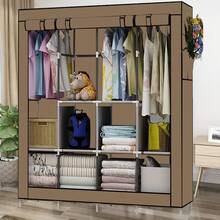 Non-Woven Fabric Wardrobe Organizer, Easy Assembly Clothes Closet With Hanging Rod, Steel Frame Collapsible Cabinet For Dorm