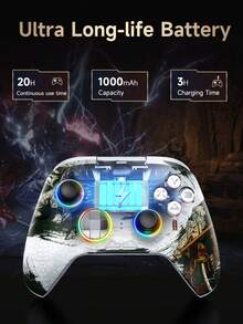 Manette de jeu sans fil 2,4 G EasySMX X15 pour PC et multiplateforme avec bouton de vibration/tir, contrôleur Bluetooth amélioré avec joysticks/gâchettes à effet Hall et éclairage RVB - sans dérive de stick, sans zone morte - compatible PC, PS3, Windows, Android, Steam et Switch