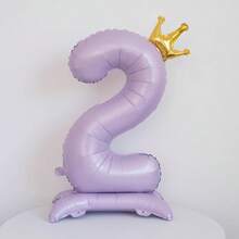 1 件紫色 42 英寸底座皇冠数字 0-9 周年生日阵亡将士纪念日节日庆祝婚礼派对装饰 - 紫色 - 查看 17