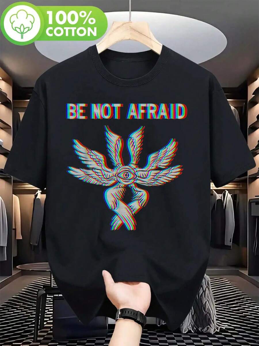 [Diseño de Camiseta Angel Seraphim Glitch] No Tengas Miedo, Camiseta con Diseño de Ángel Seraphim Glitch, Fiel a la Biblia - Negro - Ver 1