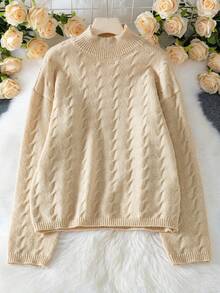 Autumn And Winter Solid Color Twisted Elegant Long Sleeved Women's Loose Sweater