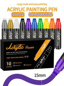 1pc 15mm Wide Tip Permanent Marker Pen, Waterproof & Fade Resistant, Suitable For Rock, Wood, Glass, Tire, Canvas, Ceramic, Fabric, Graffiti, Touch Up Paint, Large Capacity Craft Marker Pen, Advertising Pen