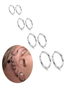 1-5 Pairs Of 8MM Gold Huggie Hoop Earrings For Women Men Small Hoop Earrings Cartilage Helix Daith Tragus Ear Piercing Hoop Earrings 6mm 7mm 8mm 9mm 10mm - Yellow Gold - View 21