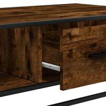 Coffee Table Smoked Oak 100x57x35 Cm Engineered Wood And Metal - Brown - View 10