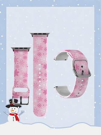 1条柔软弹性透气雪花图案替换腕带，兼容三星、佳明、荣耀智能手表，尺寸：38mm、40mm、41mm、45mm、44mm、42mm、49mm；时尚休闲多色硅胶表带，兼容苹果手表 Ultra SE/Series 10/9/8/7/6/5/4/3/2/1