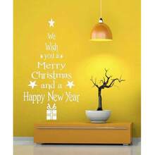 1pc Removable Christmas Tree & Letter DIY Window Sticker, Christmas Tree Shop Glass Display Window Background Wall Decal