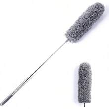 Hershii - Plumero de microfibra con barra de extensión herramienta de limpieza para el hogar con cabeza flexible y largo para ventilador de techo alto, pared, muebles, persianas, coche, longitud - Cabezal de repuesto pequeño+1 - Ver 10