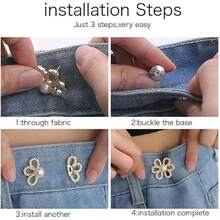 1/2/3/5 件裤腰收紧器，可调节腰带扣套装，用于牛仔裤的额外纽扣，使裤子、牛仔裤、袖子更紧的纽扣调节器（银色）可调节金属纽扣针，适用于牛仔裤和服装，时尚女孩配饰 - 彩色 - 查看 12