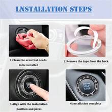 1pc Double Row Rhinestone Car Engine Start & Stop Decorative Ring, With Crystal Double Diamond Design, Shiny Car Interior Accessory, Sparkling Diamond Car Engine Start Button Decorative Ring, Crystal Rhinestone Push-Button Start Knob Cover