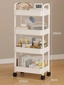 Carrito Auxiliar de 4 Niveles  Ideal para Cocina, Baño u Oficina - Negro - Ver 3