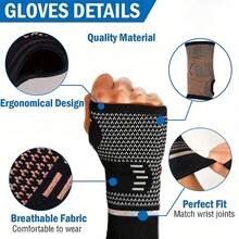 1 Stück - Hochelastischer gestrickter Kupfer-infundierter Handgelenk-Kompressions-Ärmel, Handgelenk-Stützbandage für Sport & Fitness, für Herren & Damen, Handkompressions-Ärmel für den täglichen Gebrauch, Fitness, Sport, Tennis, Golf, Schwarz Braun