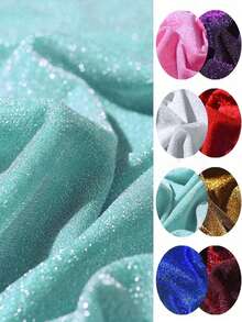 1 pieza de tela no tejida con brillo metálico dorado y plateado con estampado de cielo estrellado, material súper brillante para vestidos de novia y manualidades de ropa