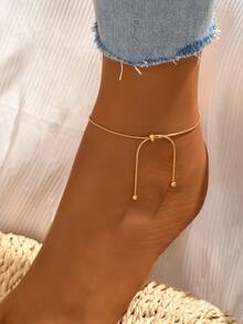 1pc Fashionable Drawstring Stainless Steel Anklet, Minimalist Versatile Foot Jewelry Suitable For All Occasions