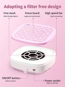 Nail Duster Collector, Nail Dust Collector For Acrylic Nails, Nail Dust Fan Nail Cleaner For Manicure - Nail Vacuum Cleaner Powerful Dust Extractor Low Noise,Gel Nails Polishing Salon Home Use,Pink - 粉色 - 查看 4