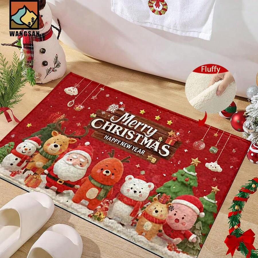 1 bộ/1 cái/2 cái Thảm cửa chống trượt họa tiết chủ đề Giáng sinh, Thảm cửa chống trượt sợi siêu bền, Thích hợp trang trí tiệc ngày lễ, nhà bếp, phòng tắm, phòng ăn, phòng ngủ, có thể làm quà tặng Giáng sinh - Nhiều màu - Xem 1