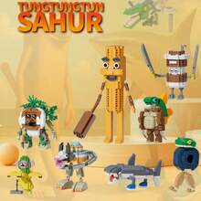 Tungtungtun Sahur, Bloques de construcción de madera Shanhaijing de IA, Bombardiro Crocodilo, Shimpanzinni Bananini, Regalo de Navidad, Decoración de fiesta de Navidad - Multicolor - Ver 6