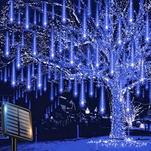 1 طقم / 8 قطع أضواء دش النيزك بالطاقة الشمسية، أضواء ستارة LED، دش نيزكي رومانسي، أضواء دش نيزكي متلألئة، 4 ألوان، حديقة خرافية، مناسبة لديكور الحفلات والحديقة والفناء والمنزل والخارج والغرفة، أضواء جنية مقاومة للماء، عنصر ديكوري ذو جو رومانسي!