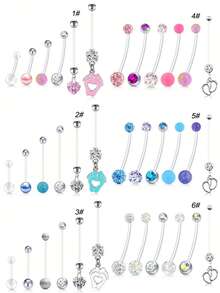 5Pcs Pregnancy Belly Button Rings Long Bar Sport Maternity Flexible Bioplast Clear Navel Belly Rings Piercing Retainer For Pregnant - Multicolor - View 12