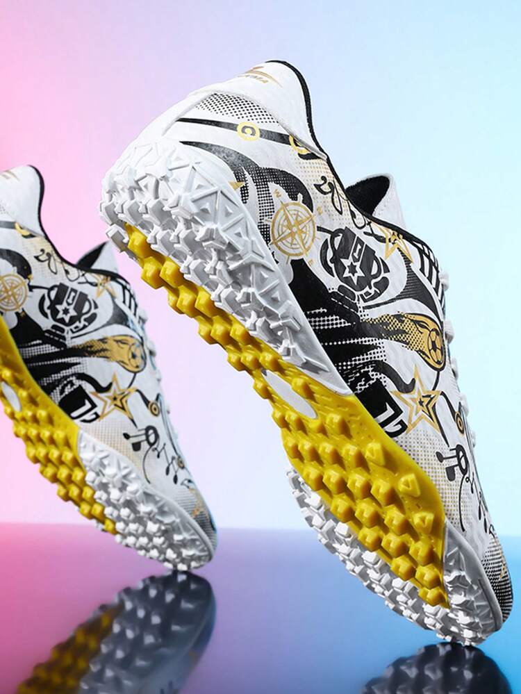 青少年足球鞋，新款轻便、防滑、耐用的钉鞋足球鞋，足球训练鞋 - 白色 - 查看 5