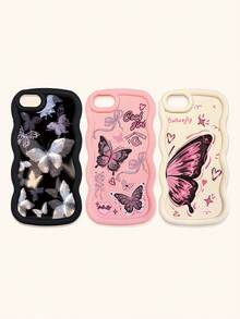 Bộ 3 ốp lưng điện thoại chống sốc hình bướm, viền lượn sóng 3D nổi bật, ốp lưng TPU thời trang, họa tiết lượn sóng sáng tạo và phong cách, bảo vệ toàn diện, chống rơi vỡ, có màu đen, be và hồng, tương thích với iPhone Air/17/17 Pro/17 Pro Max, tương thích với iPhone 13, các dòng điện thoại khác. - Nhiều màu - Xem 45