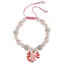 Axolotl Girls Bracelet Pink Pearl Cute Pendant Woven Bracelet Women Exquisite Adjustable Bangles Birthday Gift For Daughter Christmas Accessories