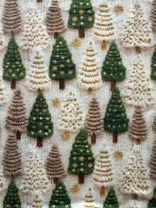 Christmas Tree Print Oversized Loose Fit Crew Neck Pullover Sweater, Casual Daily Wear, Lightweight For Autumn/Winter - Multicolor - View 4