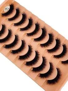 10 perechi de gene false 3D naturale din nurcă, moi și pufoase, set de machiaj, extensii de gene din nurcă, gene scurte