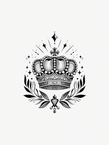 1 miếng dán hình xăm tạm thời hình vương miện và ngôi sao màu đen, miếng dán hình xăm cánh tay chống nước, phù hợp với người sành điệu, phong cách Ins - màu đen - Xem 2