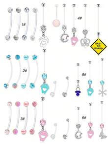 5 件装孕妇肚脐环 长条运动孕妇柔性生物塑料透明肚脐环 孕妇穿刺固定器 - 彩色 - 查看 9