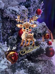 5pcs Christmas Reindeer Decoration - Cute Reindeer Design, Suitable For Festive Decorations On Many Occasions, Suitable For Christmas Trees And Cars, Christmas Decorations, Christmas Tree Decorations, Home Decorations - Multicolor - View 3