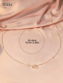 Hihho 1 件时尚女士双环项链，优雅设计颈链，适合日常佩戴和送礼，迷人的金项链搭配日常服装 - 金色 - 查看 5