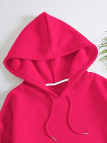 Customized Women's Fleece Sweatshirt With Pockets - Customizable Front And Back Of Sweatshirt, Add Your Own Text, Choose Color And Font, As A Gift For Girlfriend, Family Or Yourself. - Hot Pink - View 3
