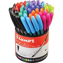 Focus Icy Ball Point Pen Bulk Pack Of 56 UltraLow Viscosity Ink 1.0mm Tip Assorted Colours Ideal For Home School Office Supplies