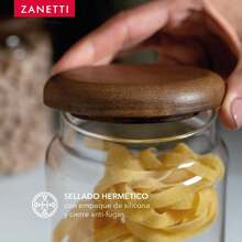 Set 3 Recipientes Plástico Reutilizable con Tapa Madera Acacia - 1 Litro, Ligero y Ideal para Preparar Comidas - Transparente - Ver 5