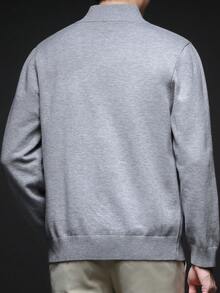 男士秋冬开衫毛衣，立领休闲风，商务/通勤内搭或外穿拉链针织衫，长袖上衣 - 灰色 - 查看 8