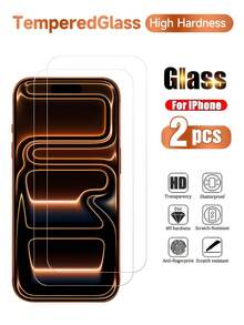 2片装钢化玻璃屏幕保护膜，兼容 17、17 Pro、17 Pro Max、17 Air、16、16 Plus、16 Pro、16 Pro Max、15、14、13、12、11 Pro Max、X、XS、XR、Mini、7、8、14 Plus，也兼容14、15 Pro Max - 無色 - 查看 12