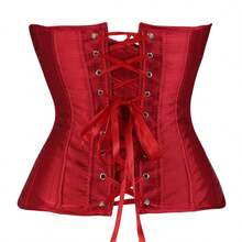 Jutrisujo Corset Top Women Lace Push Up Plus Size Gothic Bustier Princess Renaissance Vintage Halloween - 808-Rượu vang - Xem 6