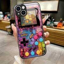 Retro Game Console 2D Print Pattern Phone Case For IPhone 11 12 13 14 15 16 X XS Pro Max Plus Back Glass Cellphone Protective Shell, Compatible With Sam Galaxy A06/A14/A15/A34/A51/NOTE10/S21/S22/S23 Ultra - màu đen - Xem 43