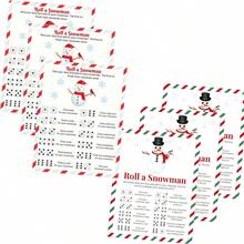 Christmas Draw A Snowman Game, Dice Rolling Game, Winter Family Christmas Game, Holiday Activity For Boys And Girls, Draw A Snowman Game, Holiday Classroom, Set Of 10 Double-Sided Printed Cards