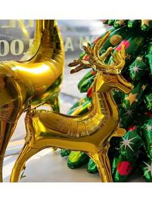 3pcs Christmas Balloons Set, Christmas Foil Balloons Reindeer Balloon Santa's Sleigh Mylar Balloons For Holiday, 4D Elk Set, Inflatable Standing Reindeer, Christmas Sleigh Inflatable Balloons For Xmas New Year Party Decorations, Suitable For Indoor Outdoor Garden Yard Decor, Christmas Party Decorations
