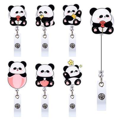 1pc Cute Panda Acrylic Cartoon Retractable ID Badge Reel, Perfect Gift For Nurses, Medical Staff - Nurse Appreciation