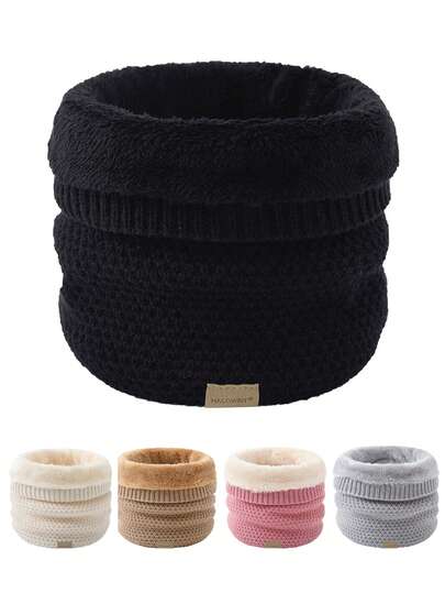 1pc Winter Acrylic Neck Warmer With Thermal Lined, Small Beads Design, High Collar, Thick Knit Single Loop Neck Gaiter, Suitable For Daily Use