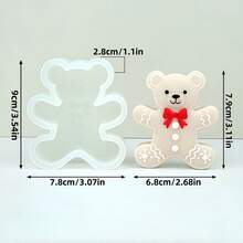 1 件圣诞泰迪熊手工皂硅胶模具，适用于 DIY 装饰品/节日树饰品/圣诞蜡烛硅胶模具，易于脱模且可重复使用