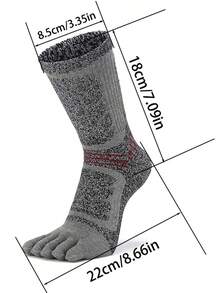 3 Pairs Thick Five-Toe Sports Socks, Moisture-Wicking, Anti-Slip, Crew Length Cotton Socks For Men, One Size (39-45) - Multicolor - View 11