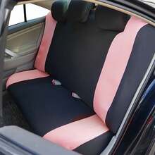 5 Seat Cloth Butterfly Car Seat Covers Full Set Fashion Universal Lady Woman Female Rear Solid Bench Cover - 粉色 - 查看 3